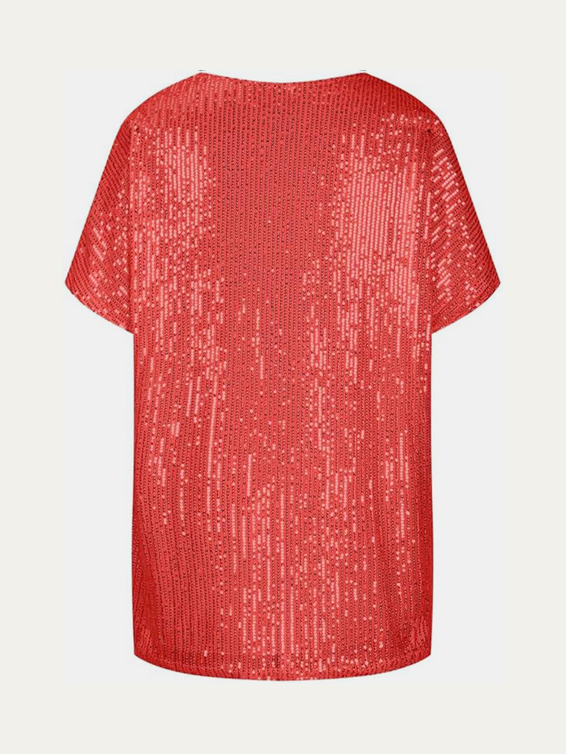 Full Size Sequin V-Neck Short Sleeve Top Trendsi