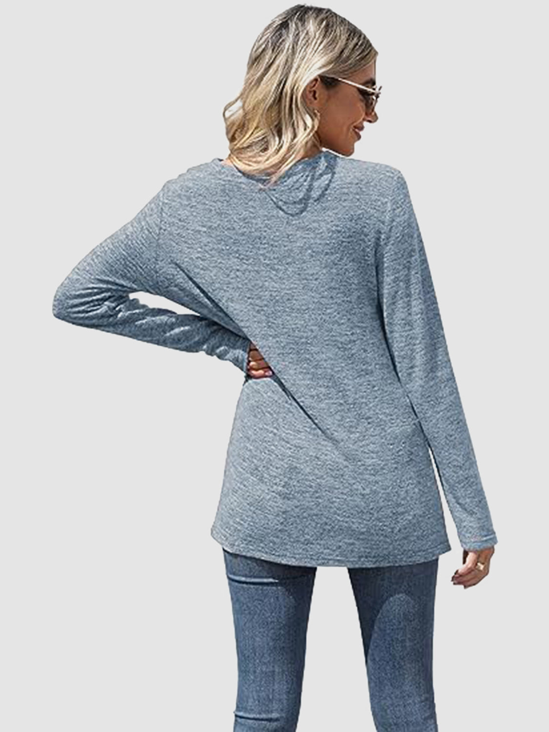 Lace Detail V-Neck Long Sleeve T-Shirt Trendsi
