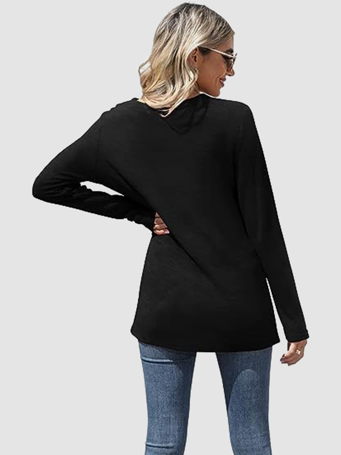 Lace Detail V-Neck Long Sleeve T-Shirt Trendsi