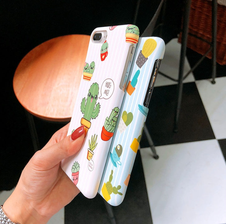 Compatible With Apple, USLION Green Cactus Case For I Plus Flower Cartoon Animal Phone Cases For Matte Hard PC Back Cover