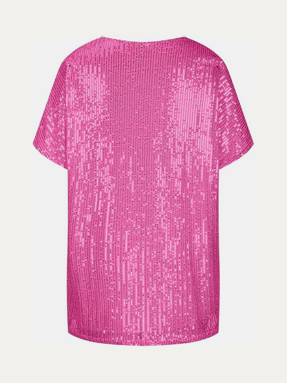 Full Size Sequin V-Neck Short Sleeve Top Trendsi