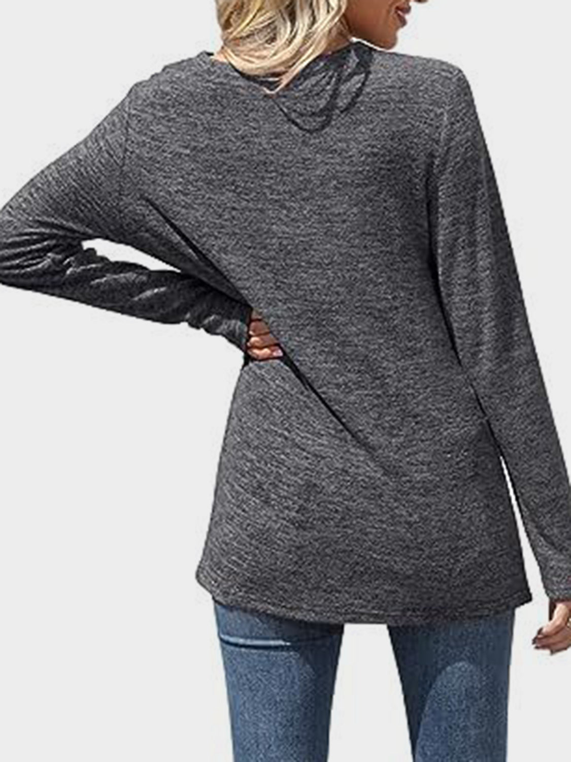 Lace Detail V-Neck Long Sleeve T-Shirt Trendsi