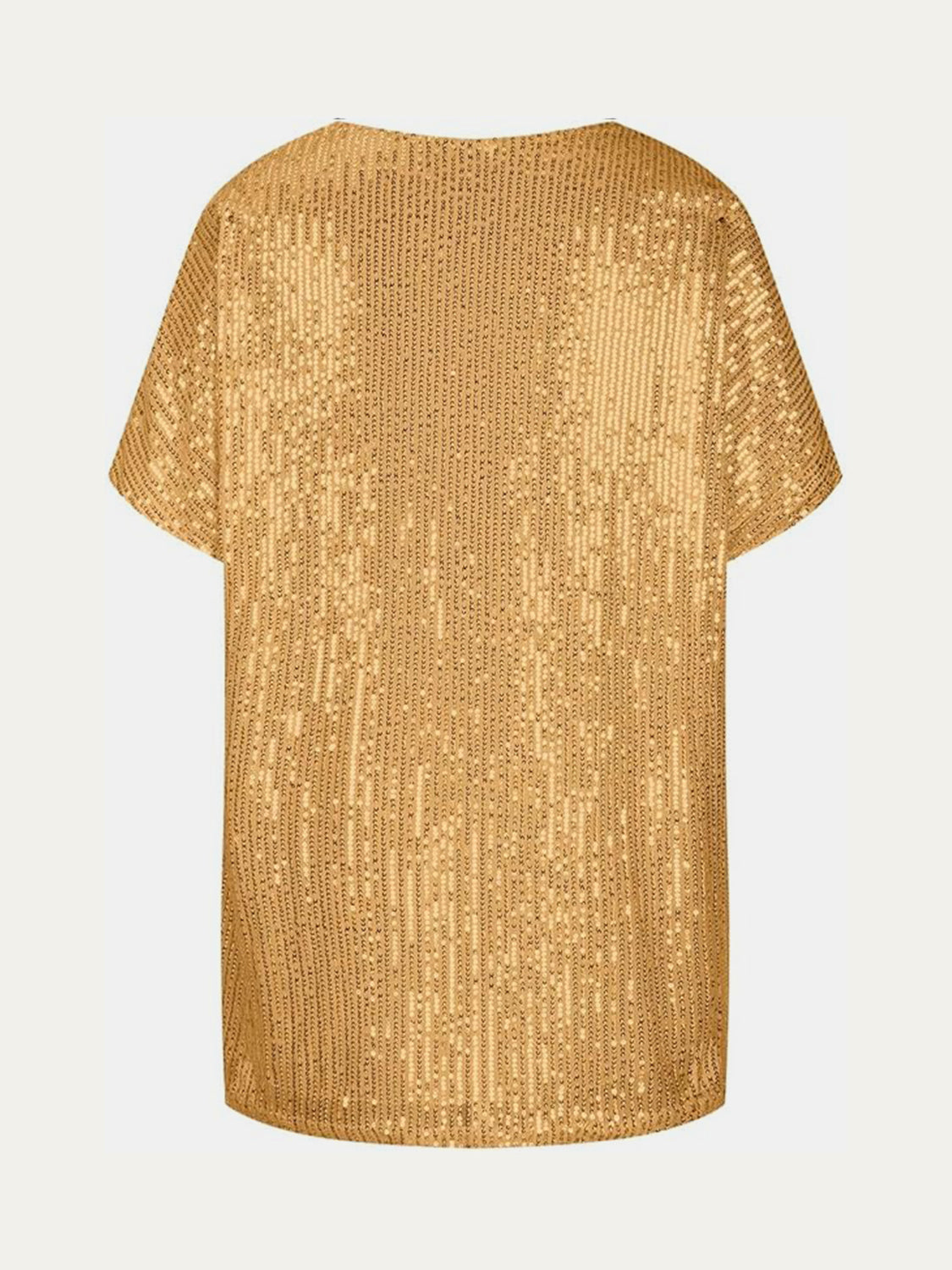 Full Size Sequin V-Neck Short Sleeve Top Trendsi