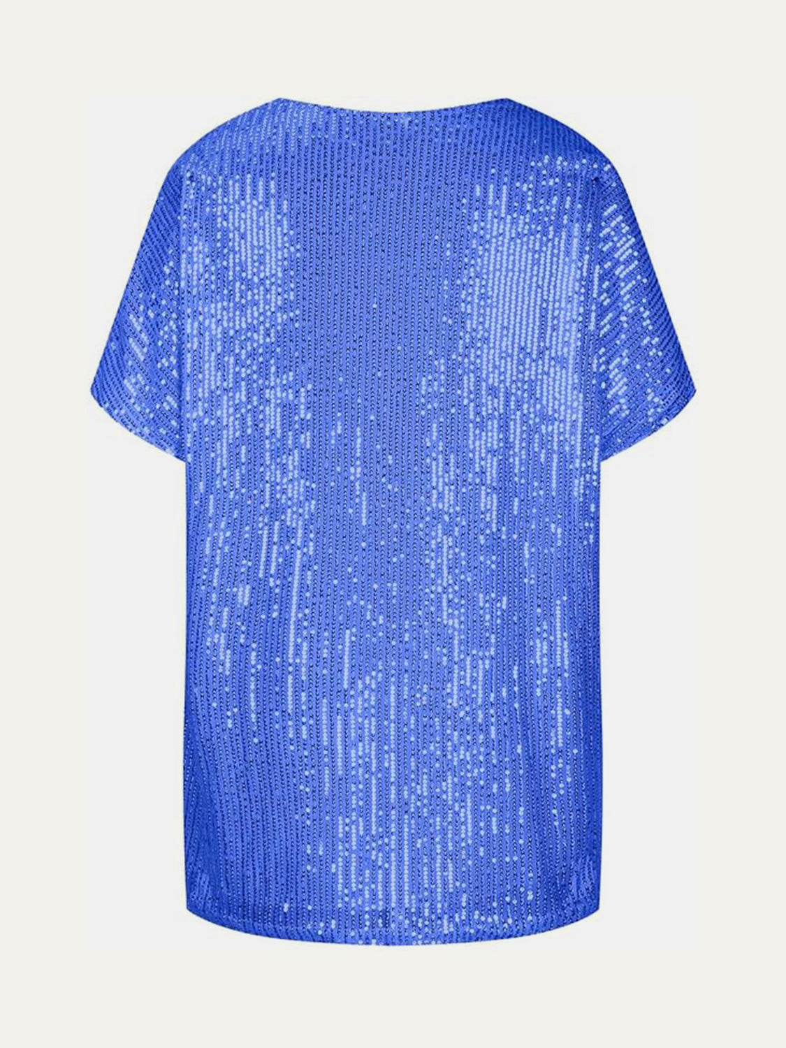 Full Size Sequin V-Neck Short Sleeve Top Trendsi