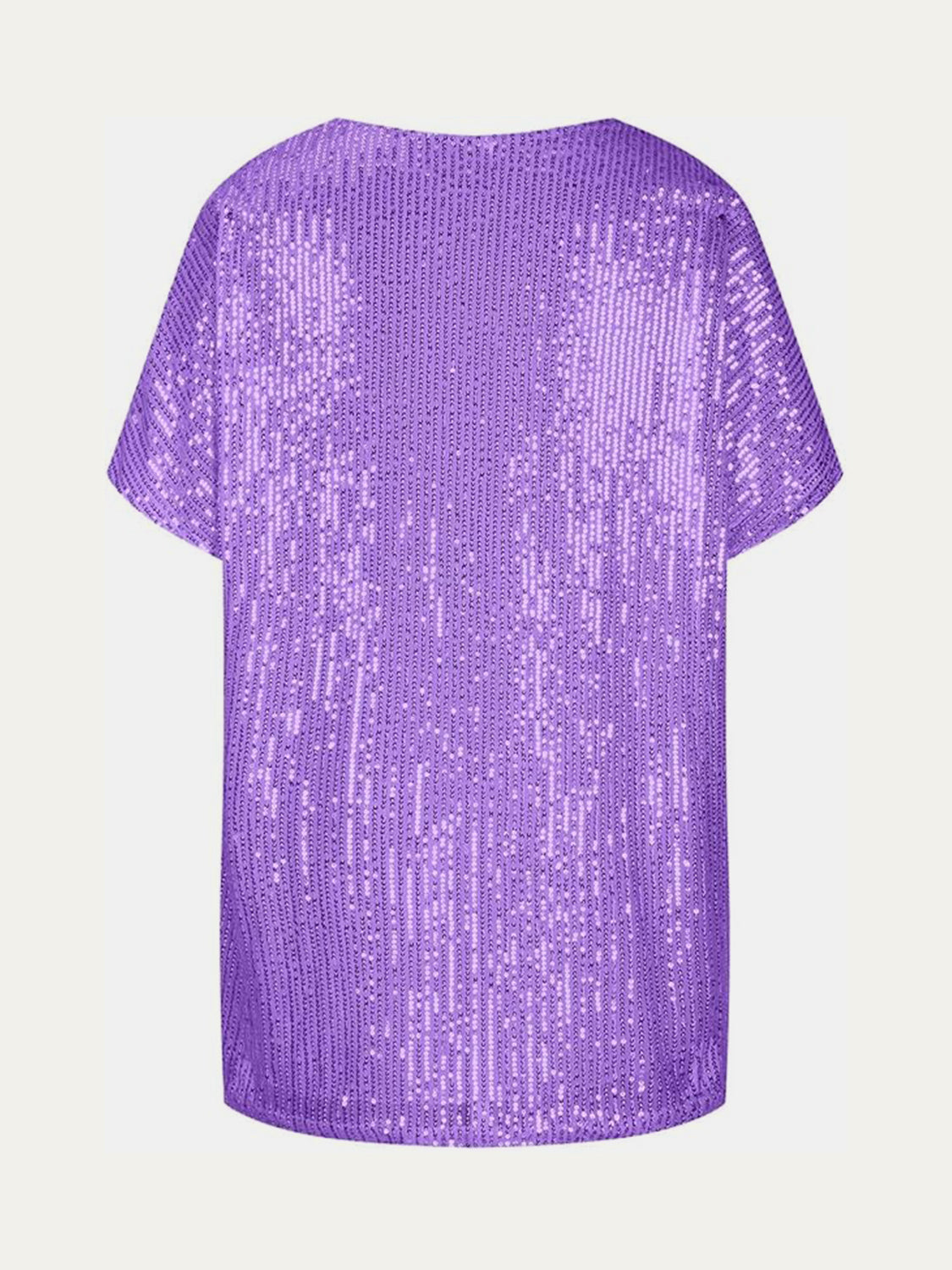 Full Size Sequin V-Neck Short Sleeve Top Trendsi