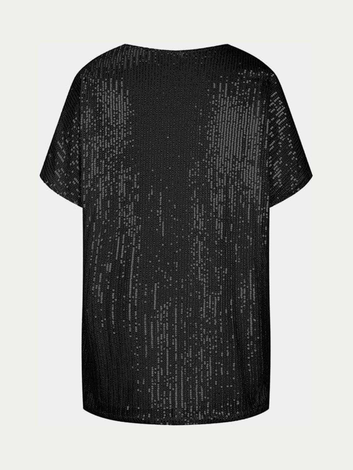 Full Size Sequin V-Neck Short Sleeve Top Trendsi