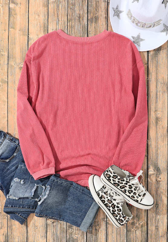 Valentine's Day LOVE Round Neck Long Sleeve Sweatshirt Trendsi