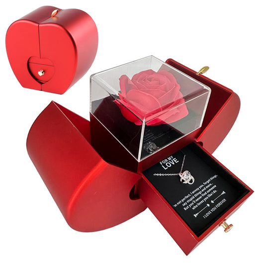 Eternal Rose Apple Box with Clover Necklace