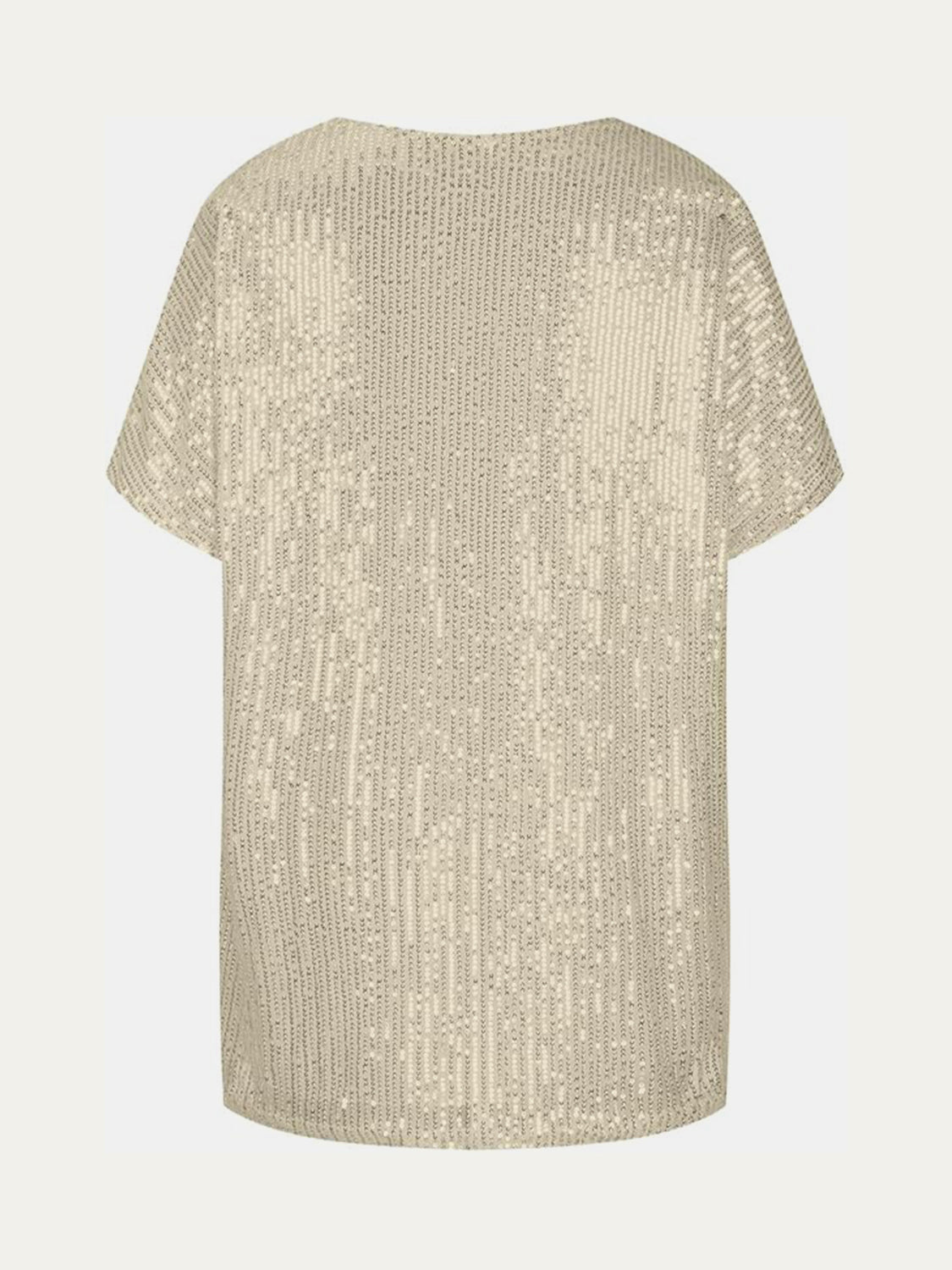 Full Size Sequin V-Neck Short Sleeve Top Trendsi
