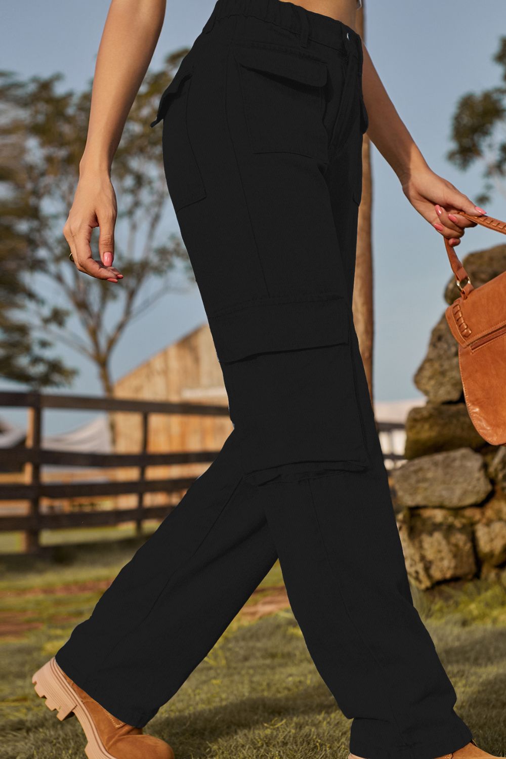 Loose Fit Long Jeans with Pockets Trendsi