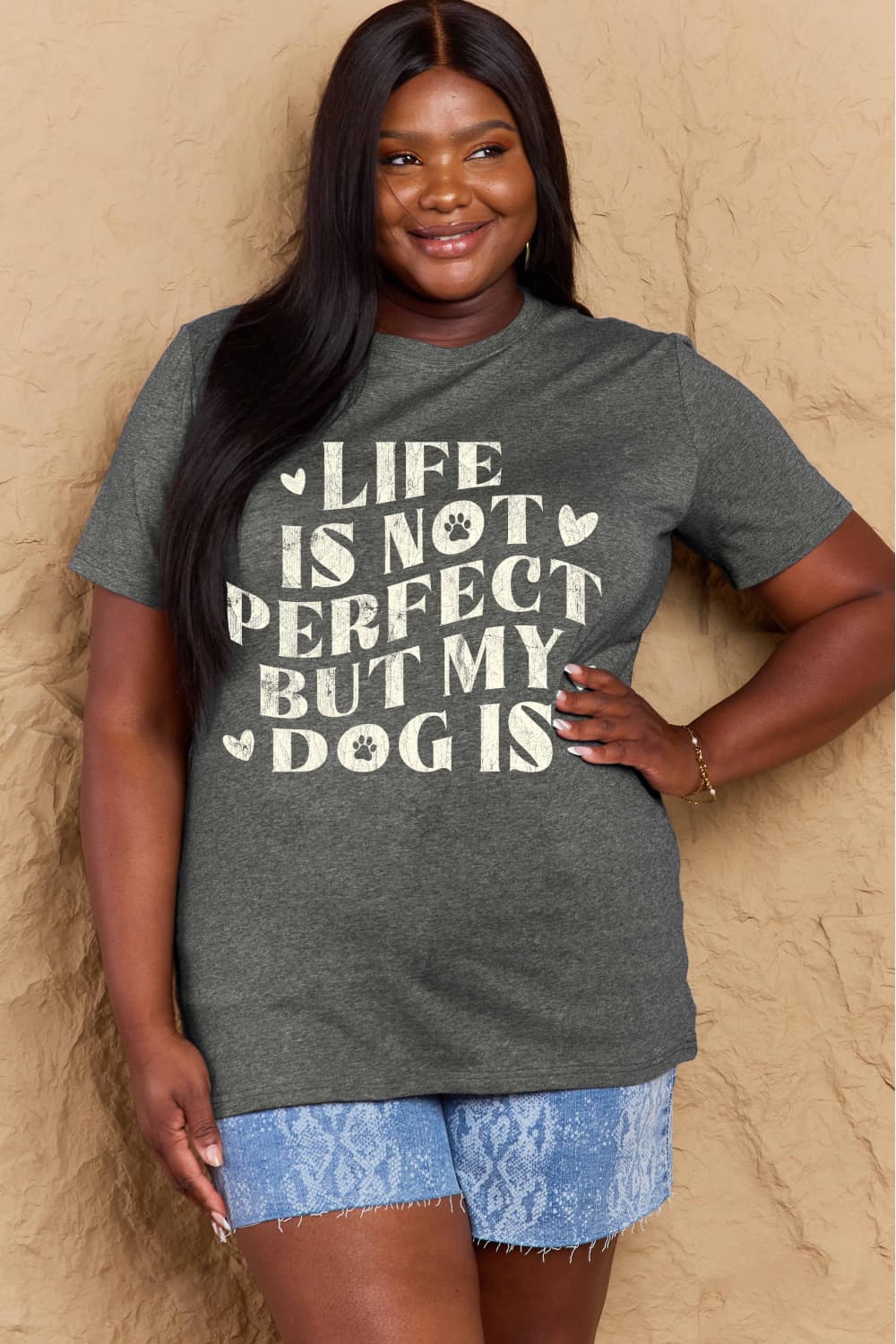 Simply Love Full Size Dog Slogan Graphic Cotton T-Shirt Trendsi