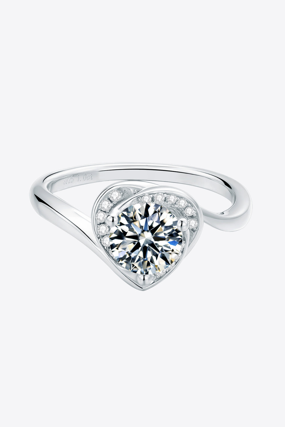 1 Carat Moissanite 925 Sterling Silver Heart Ring Trendsi