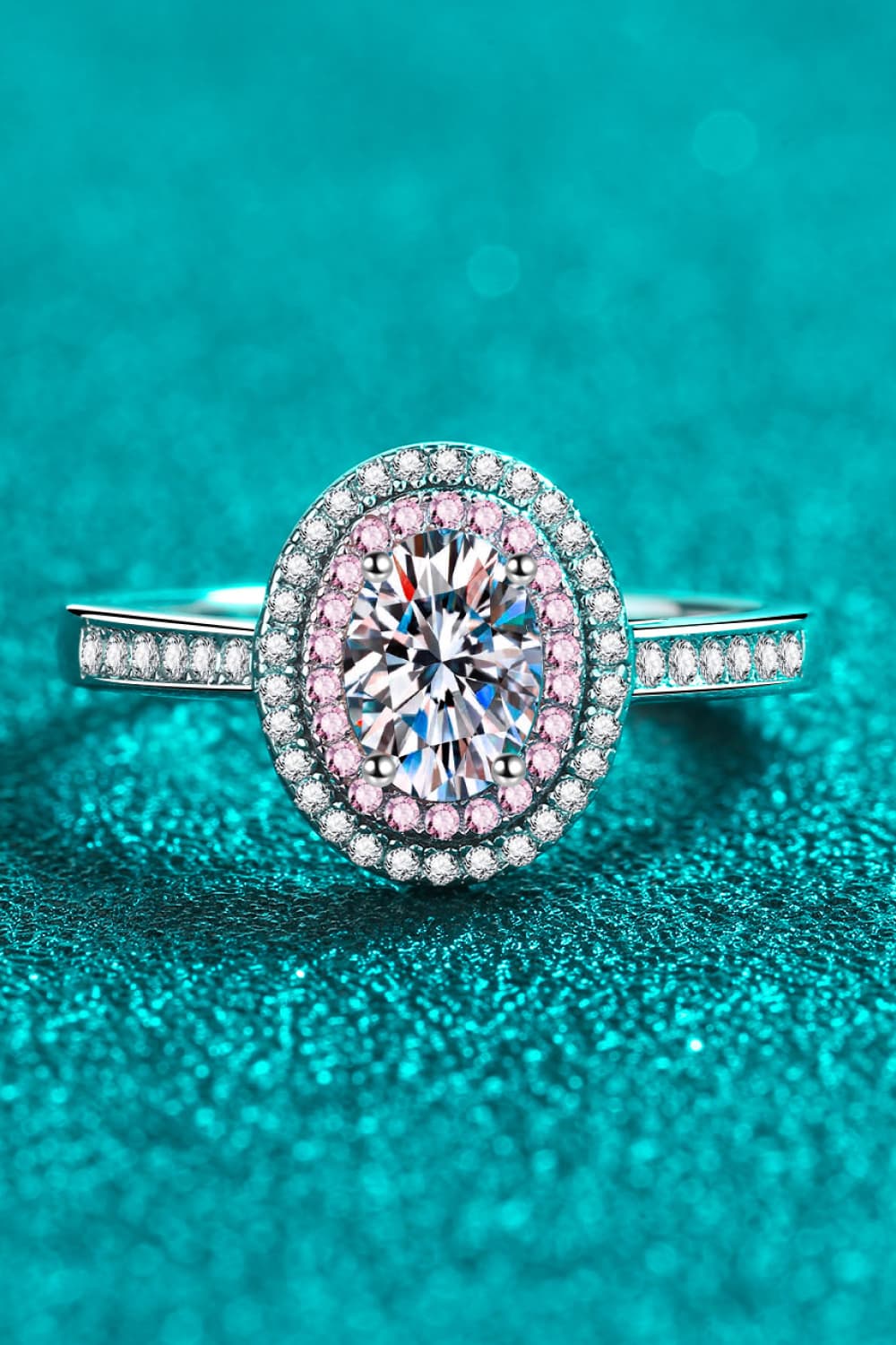 Sterling Silver Halo 1 Carat Moissanite 925 Ring Trendsi