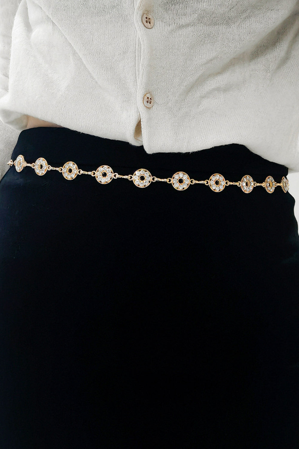 Rhinestone Decor Zinc Alloy Belt Trendsi