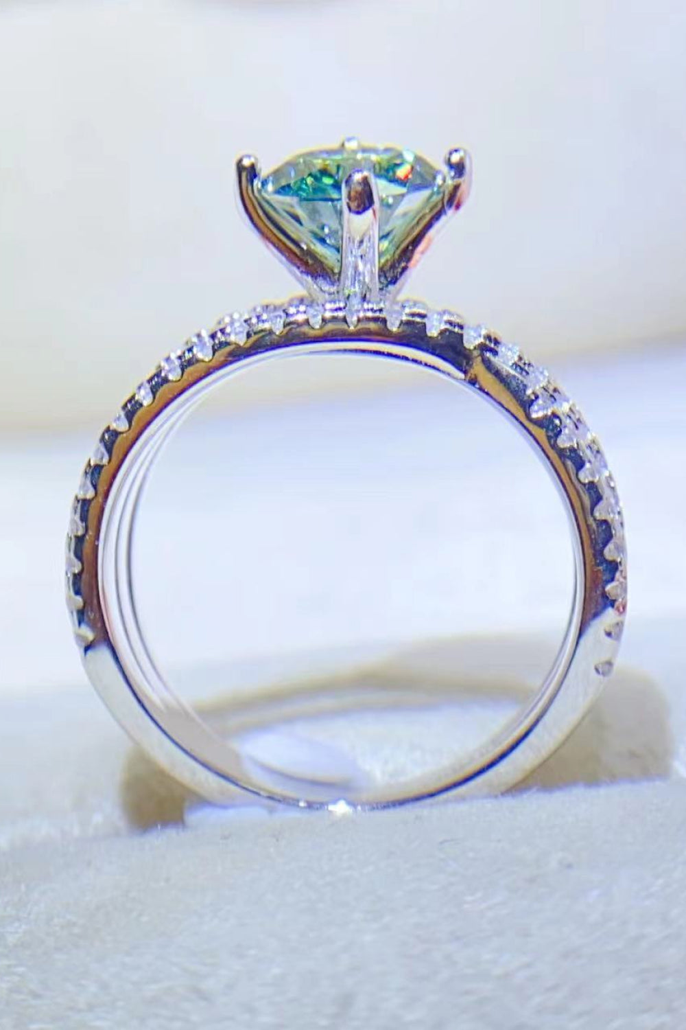 Light Green 1 Carat Moissanite Contrast 925 Sterling Silver Ring Trendsi