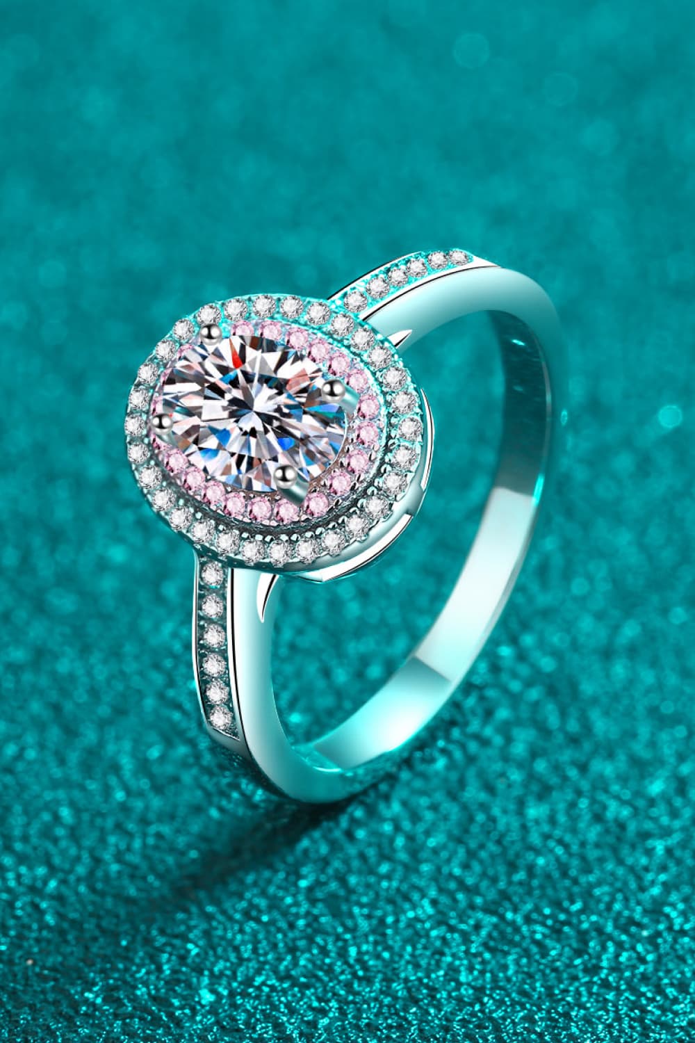 Sterling Silver Halo 1 Carat Moissanite 925 Ring Trendsi