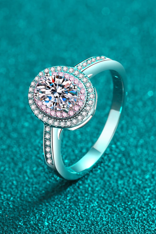 Sterling Silver Halo 1 Carat Moissanite 925 Ring Trendsi