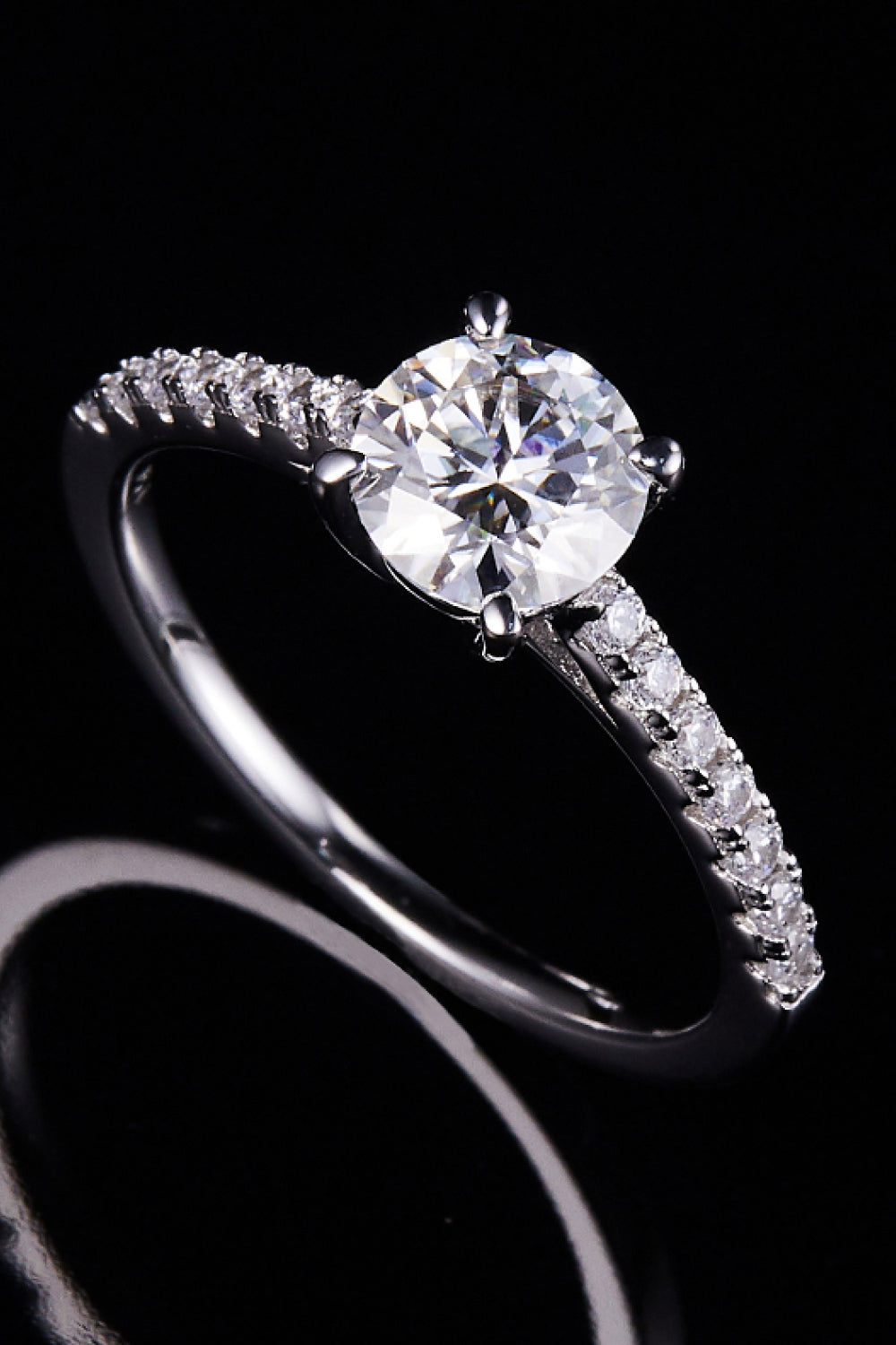 Side Stone 1 Carat Moissanite 925 Sterling Stone Ring Trendsi