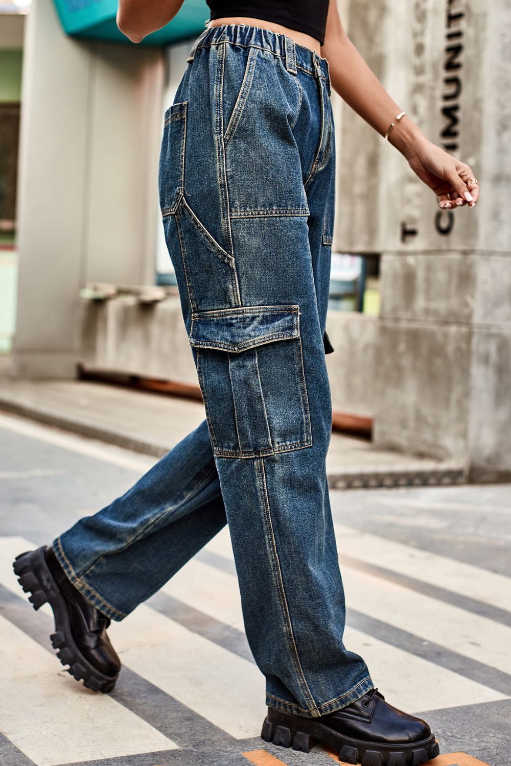 Loose Fit Long Pants with Pockets Trendsi