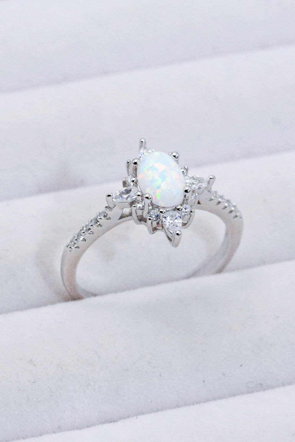 Platinum-Plated Opal and Zircon Ring Trendsi
