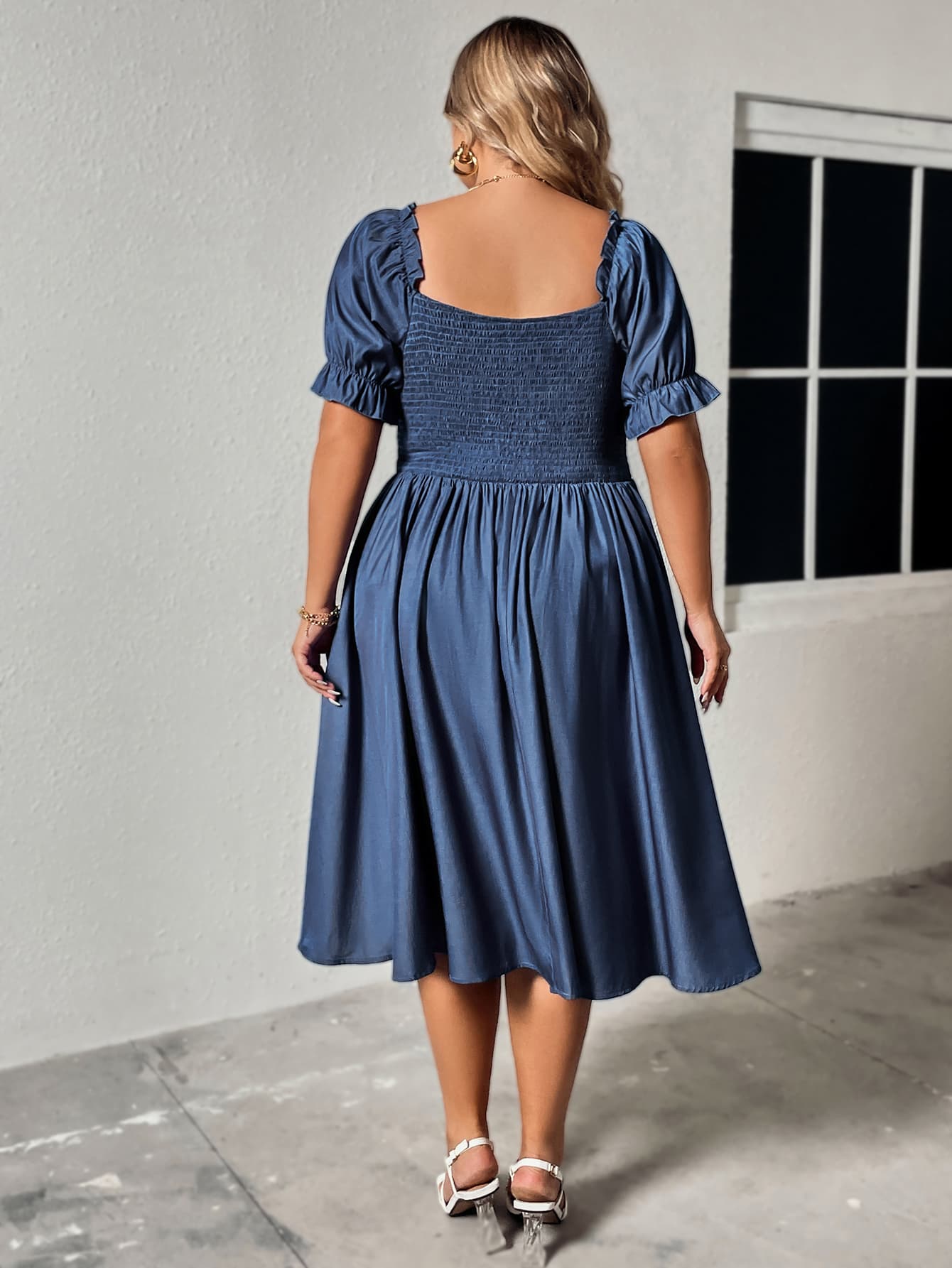 Plus Size Ruched Sweetheart Neck Dress Trendsi