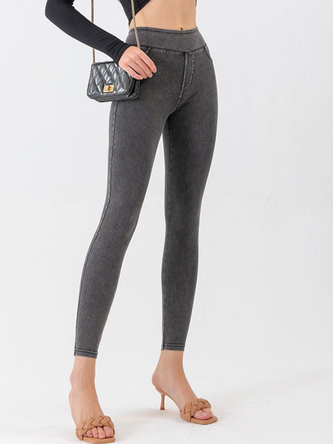 High Waist Cropped Jeans Trendsi