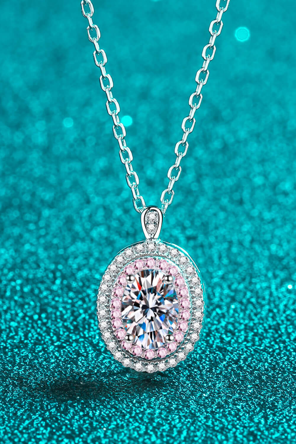 Adored 925 Sterling Silver Rhodium-Plated 1 Carat Moissanite Pendant Necklace Trendsi