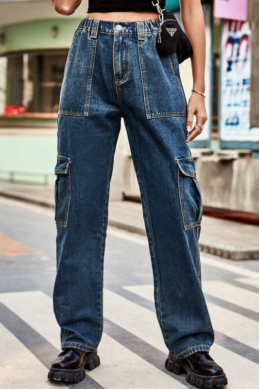 Loose Fit Long Pants with Pockets Trendsi