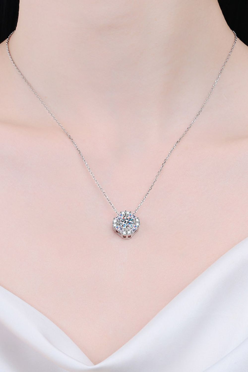 Geometric Moissanite Pendant Chain Necklace Trendsi