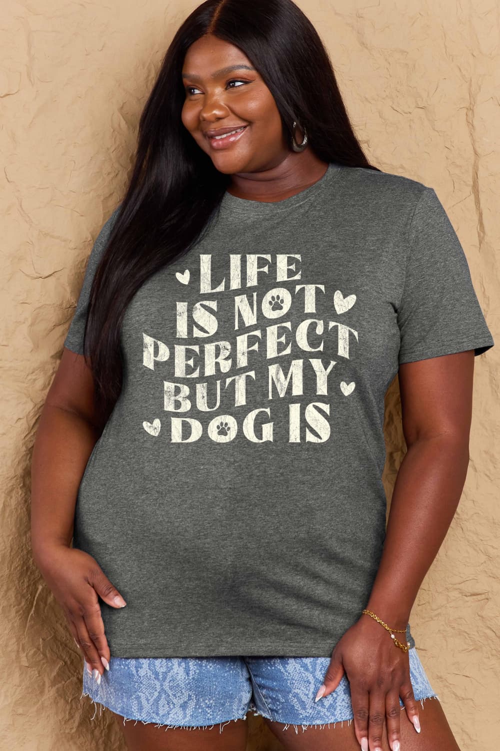 Simply Love Full Size Dog Slogan Graphic Cotton T-Shirt Trendsi