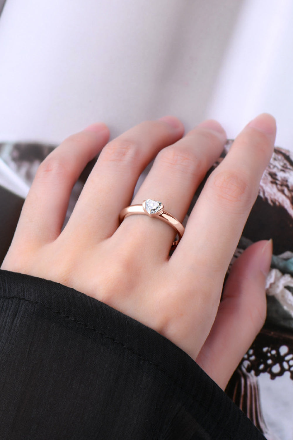Moissanite 925 Sterling Silver Heart Solitaire Ring Trendsi