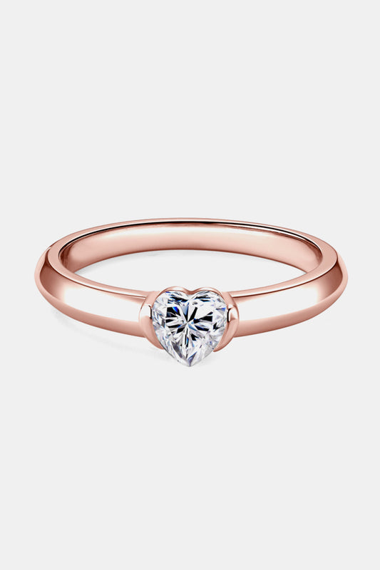 Moissanite 925 Sterling Silver Heart Solitaire Ring Trendsi
