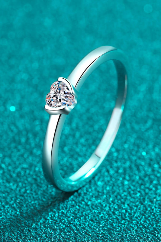 Heart-Shaped Moissanite Solitaire Ring Trendsi