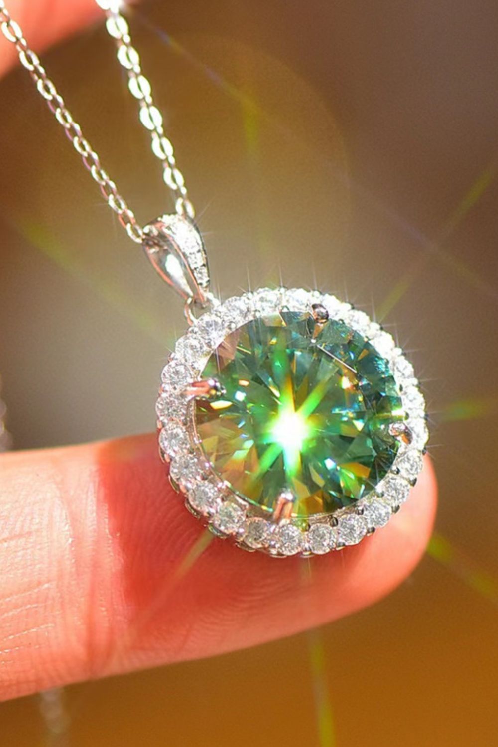 Stunning 10 Carat Moissanite Pendant Platinum-Plated Necklace Trendsi