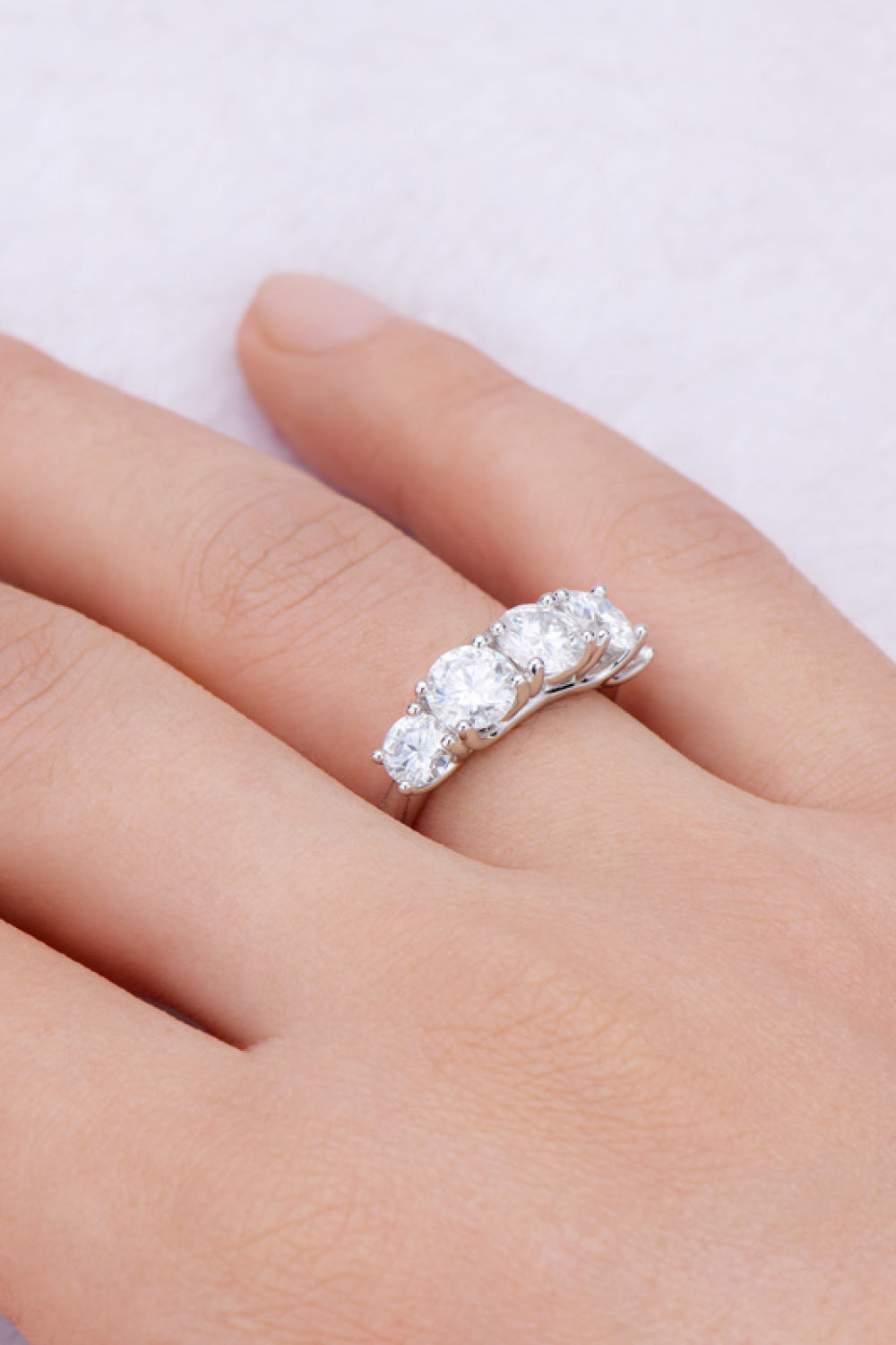 Silver Half-Eternity 1 Carat Moissanite 925 Sterling Ring Trendsi