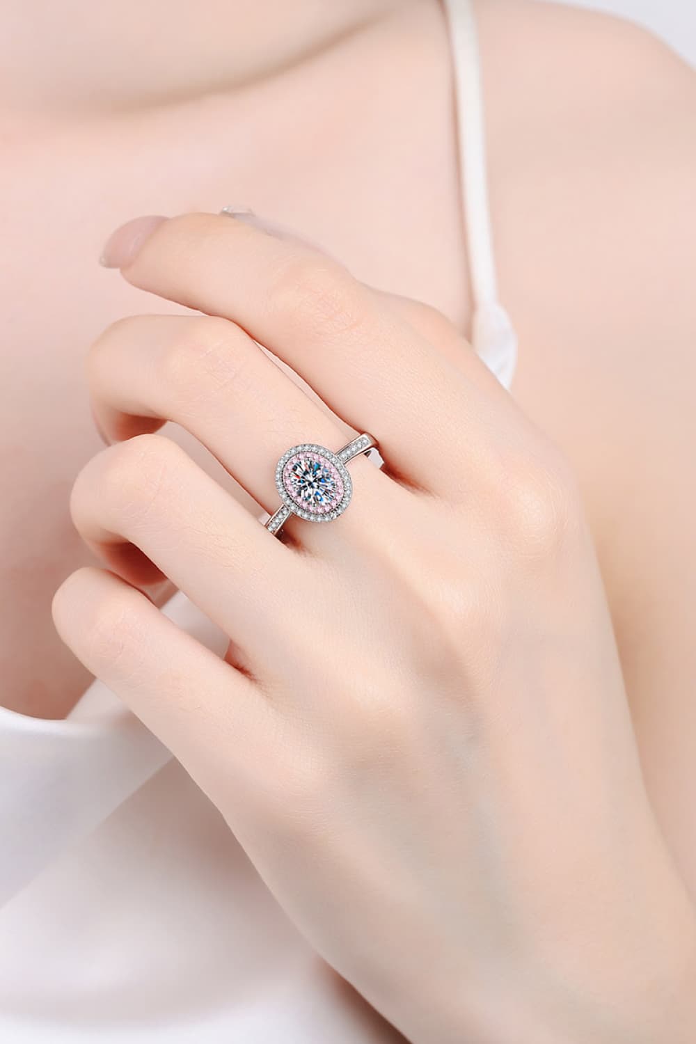 Sterling Silver Halo 1 Carat Moissanite 925 Ring Trendsi