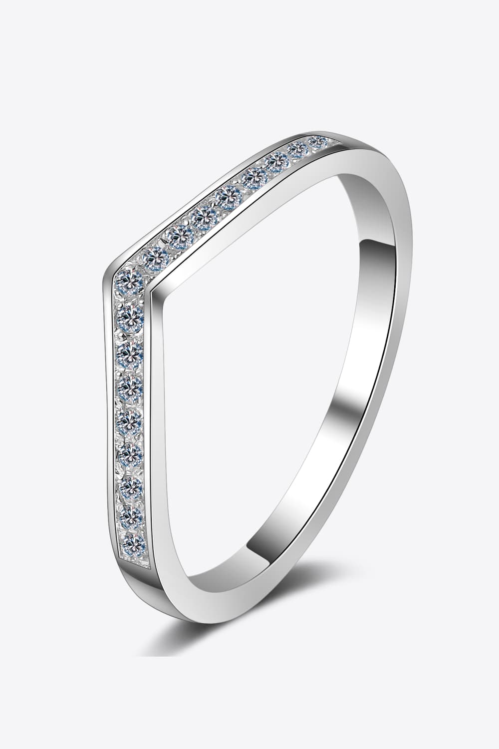Minimalist Moissanite Rhodium-Plated Ring Trendsi