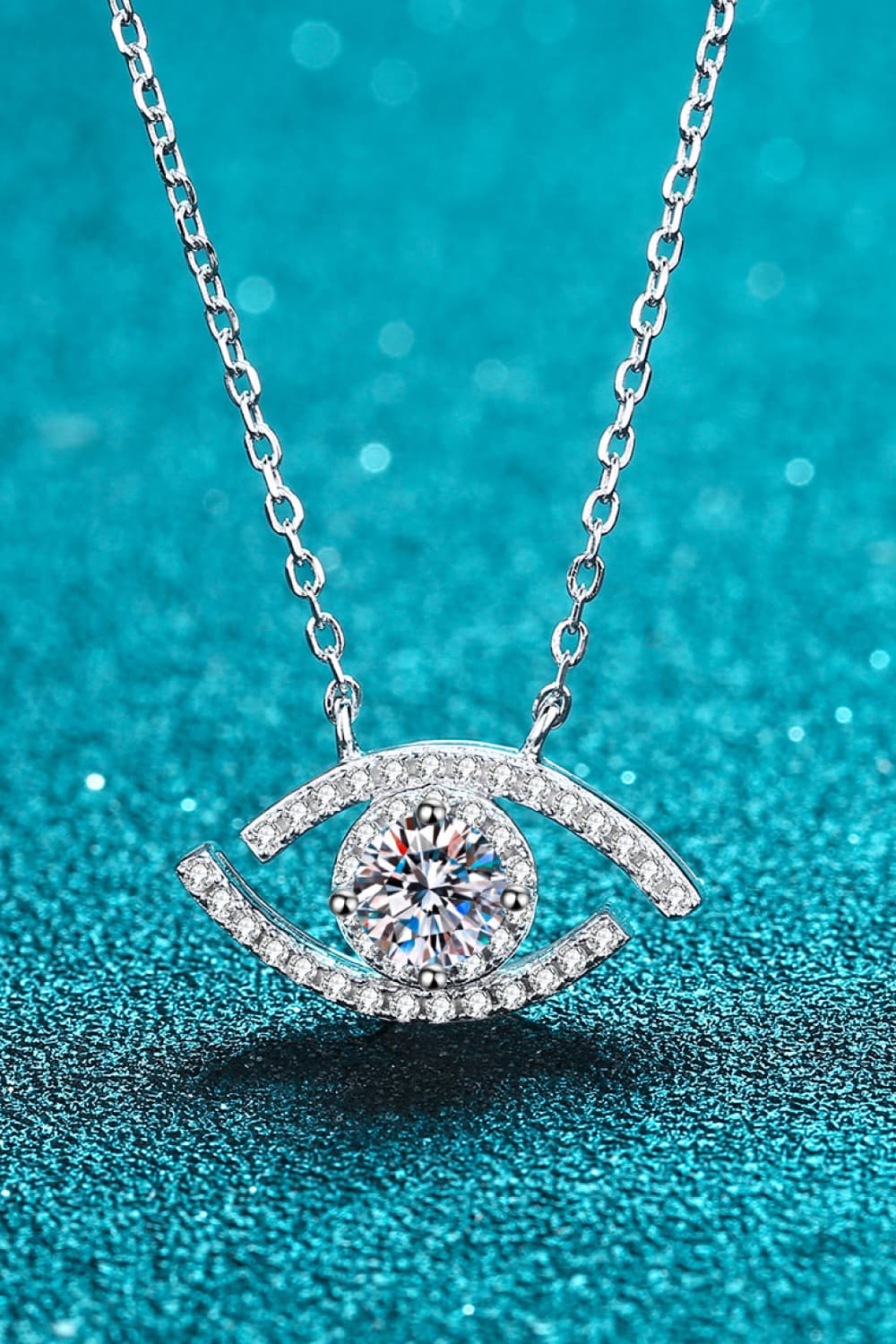 Moissanite Evil Eye Pendant 925 Sterling Silver Necklace Trendsi