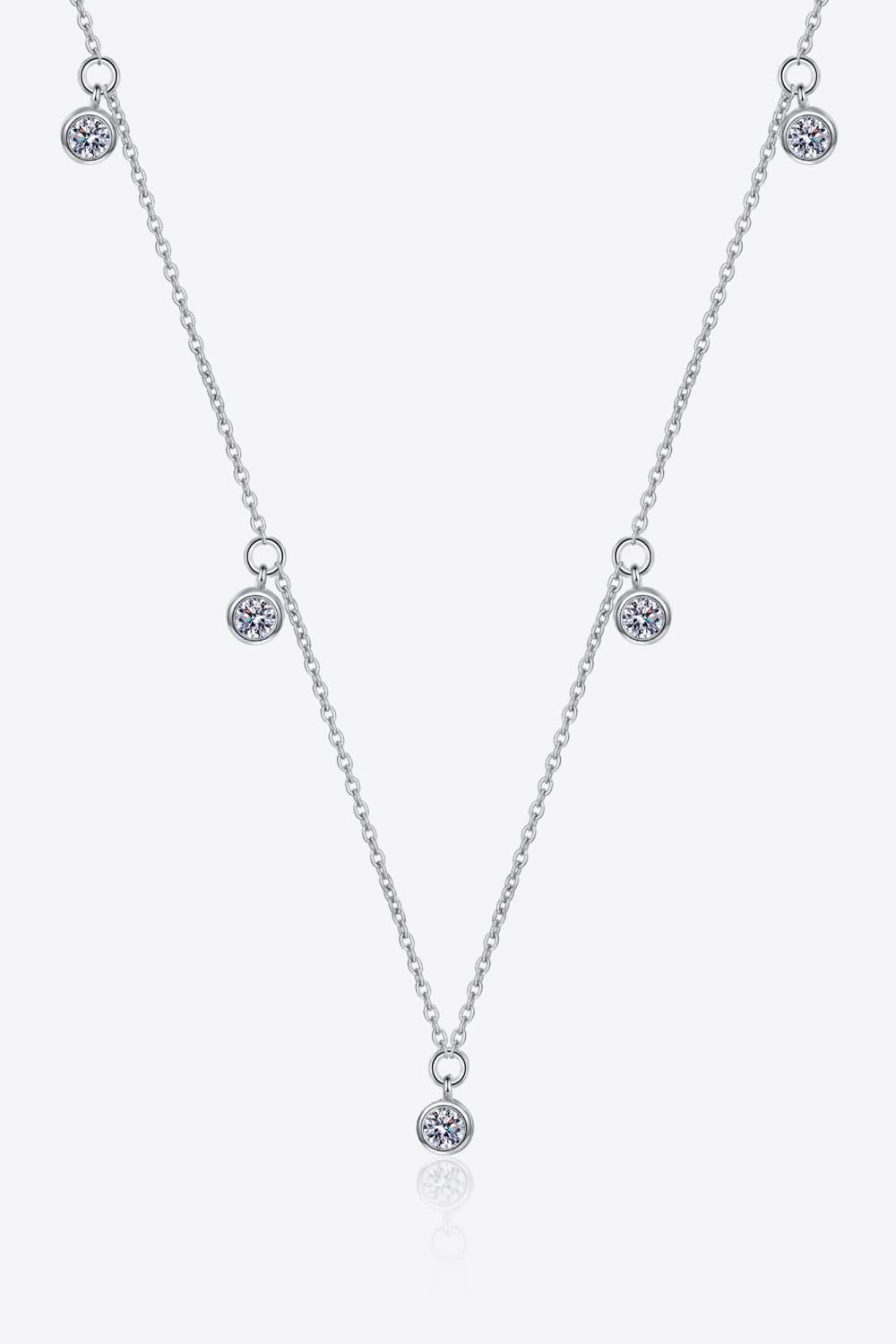 Moissanite Rhodium-Plated Necklace Trendsi
