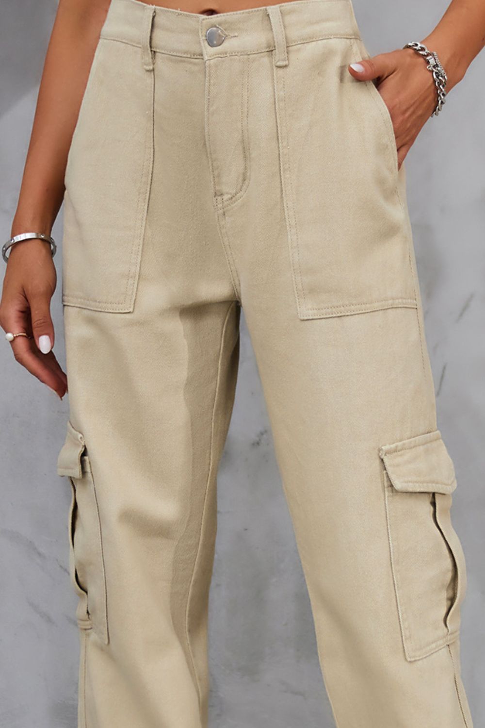 Buttoned High Waist Jeans with Pockets Trendsi