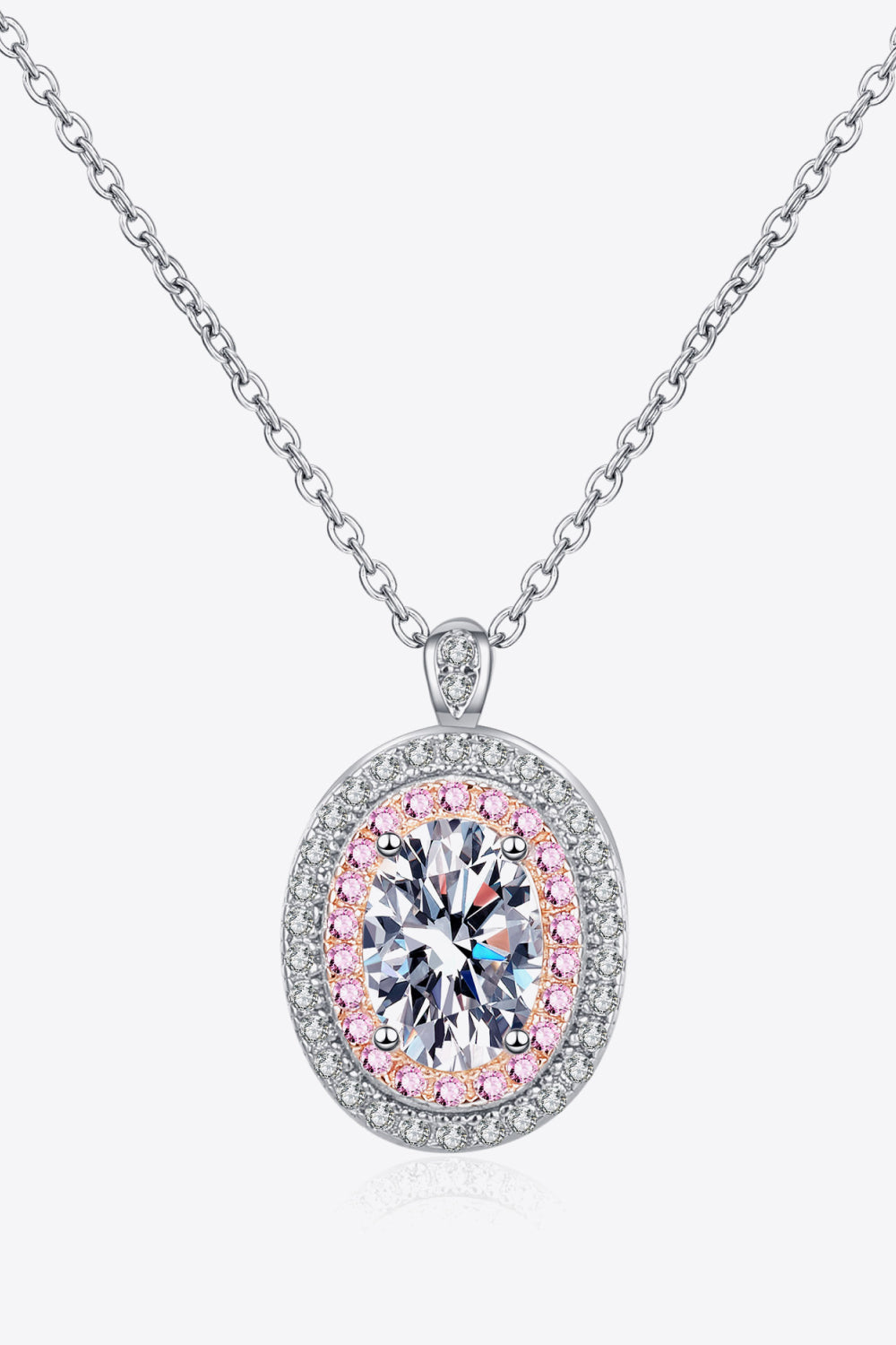 Adored 925 Sterling Silver Rhodium-Plated 1 Carat Moissanite Pendant Necklace Trendsi