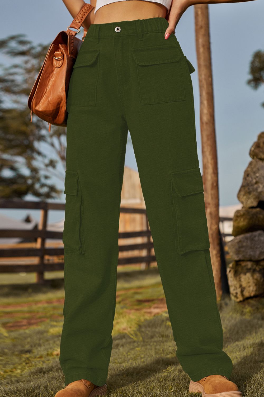 Loose Fit Long Jeans with Pockets Trendsi
