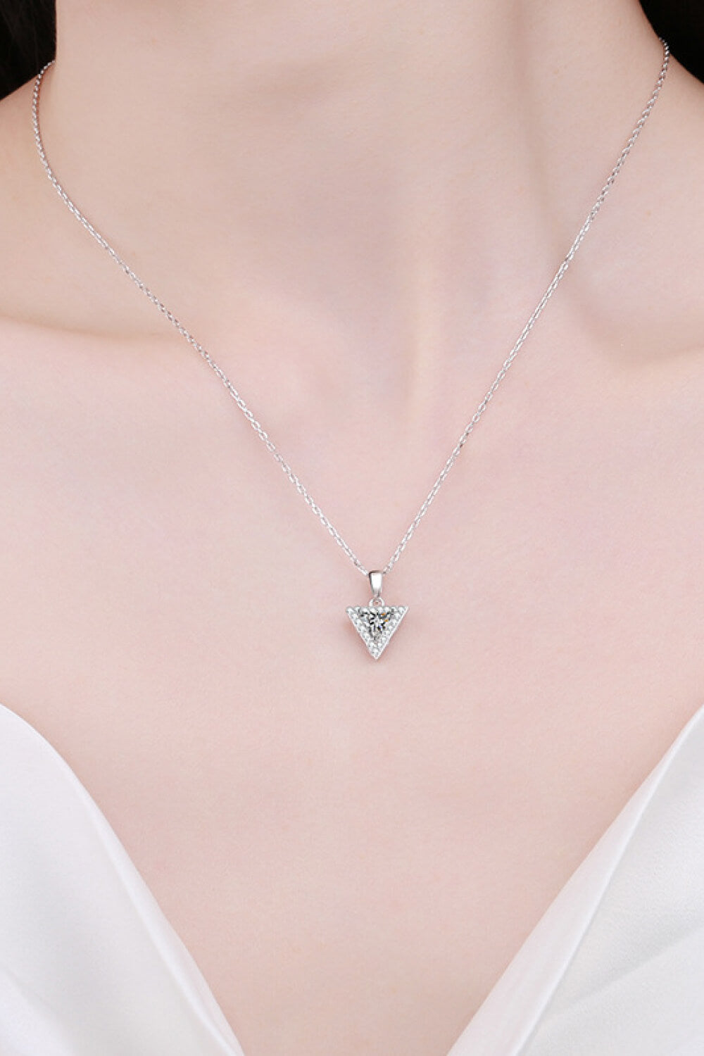 Triangle Moissanite Pendant Necklace Trendsi