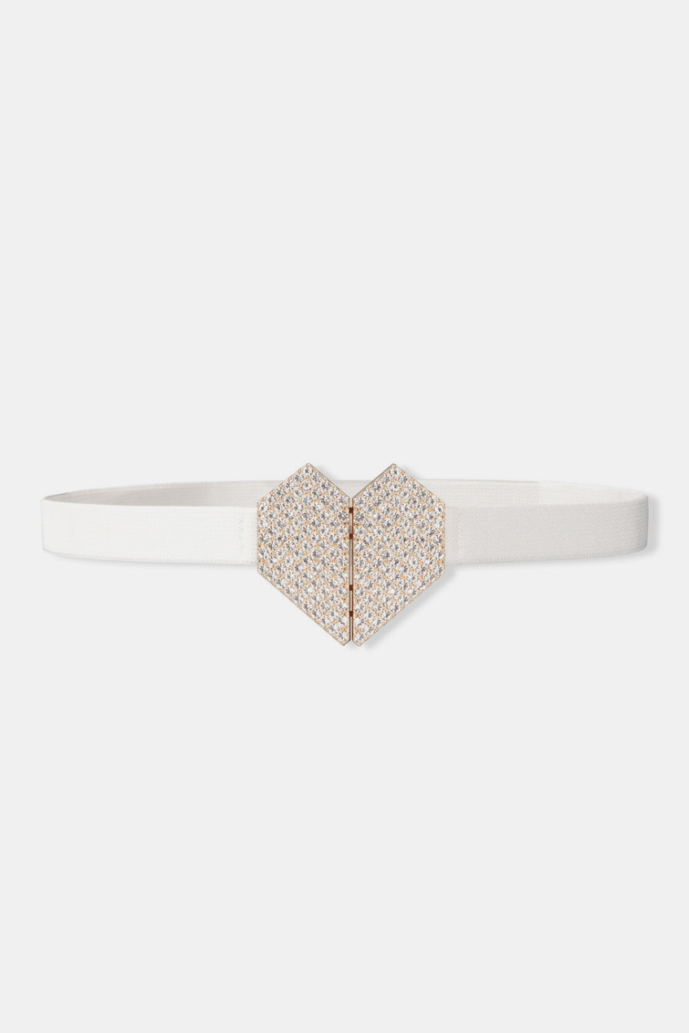 Rhinestone Heart Buckle Elastic Belt Trendsi