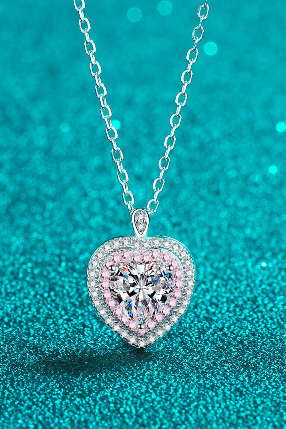 Modern 925 Sterling Silver 1 Carat Moissanite Heart Pendant Necklace Trendsi