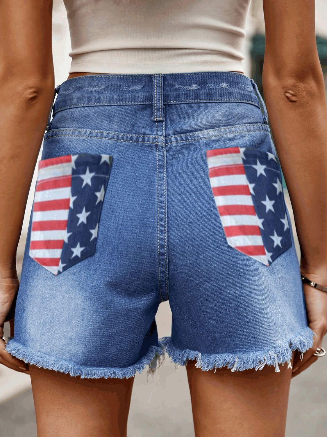 Raw Hem Denim Shorts with Pockets Trendsi