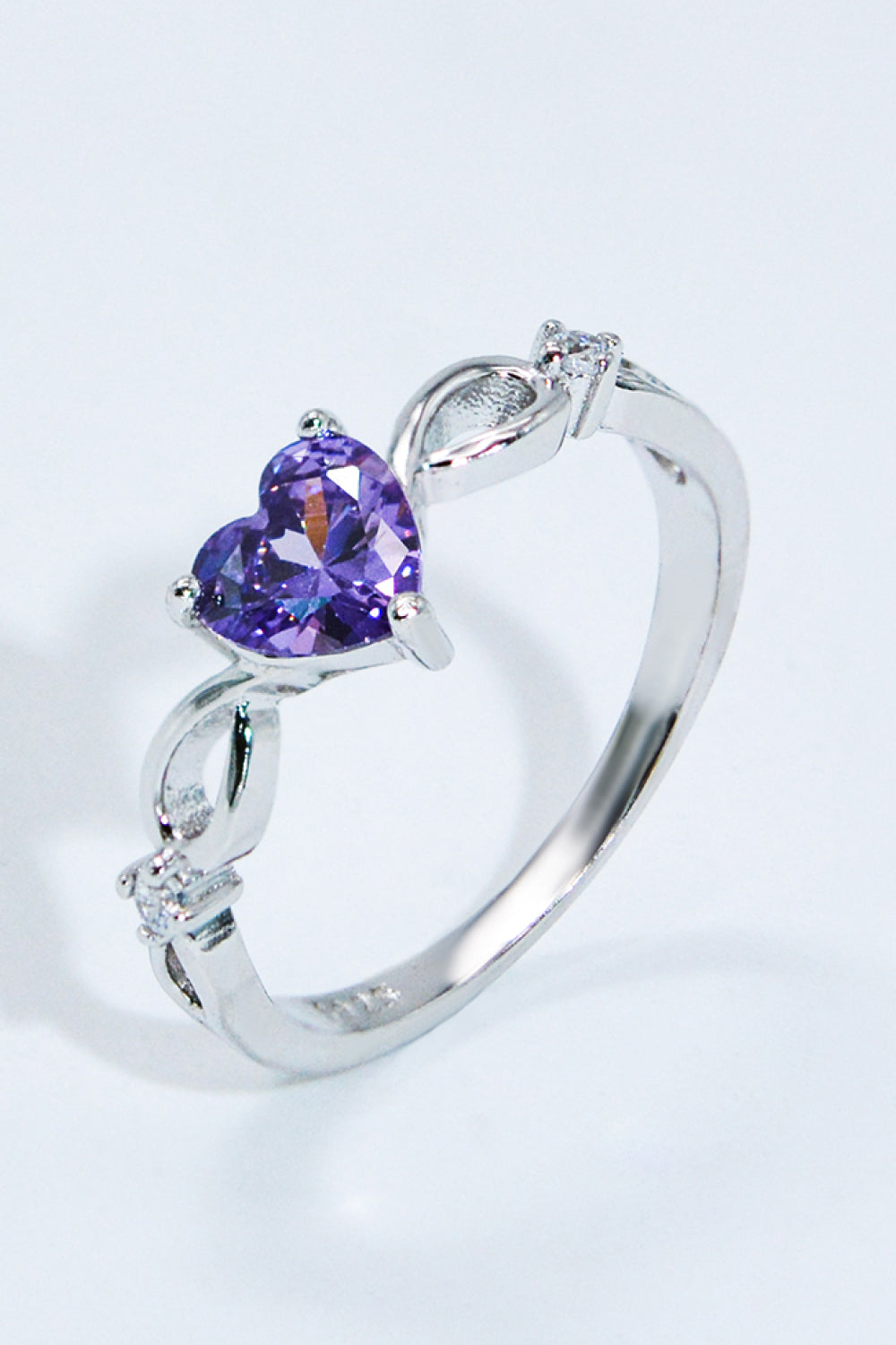 Crystal Heart 925 Sterling Silver Ring Trendsi
