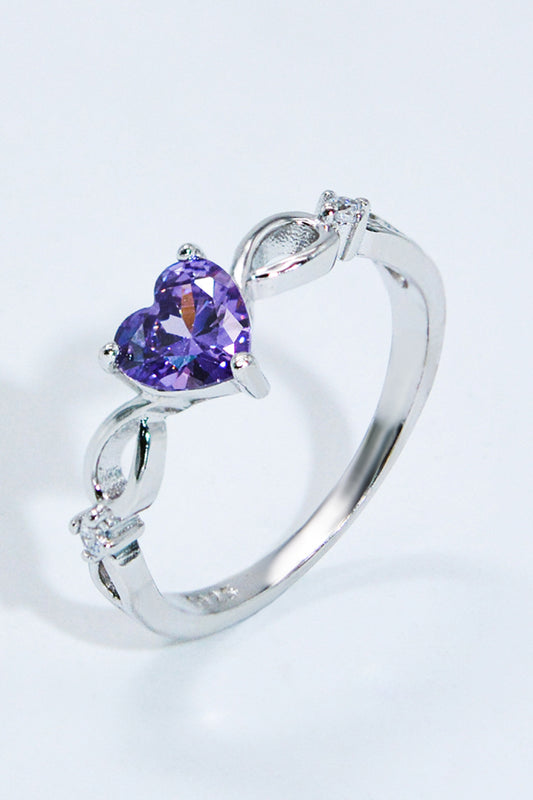 Crystal Heart 925 Sterling Silver Ring Trendsi