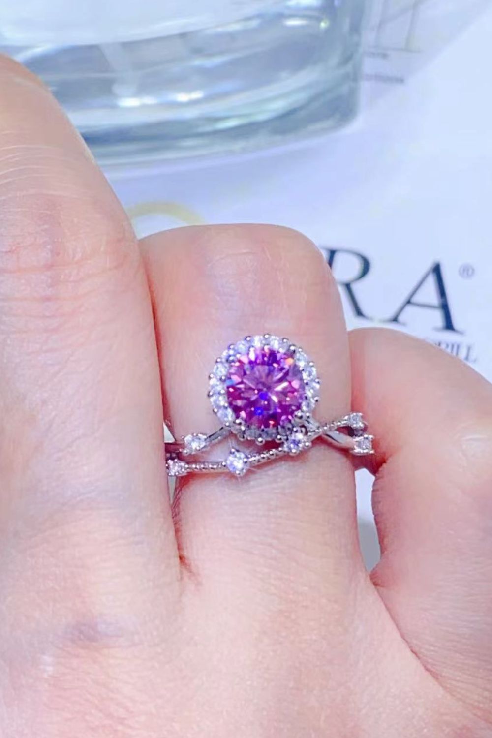 Pink 1 Carat Moissanite 925 Sterling Silver Ring Trendsi