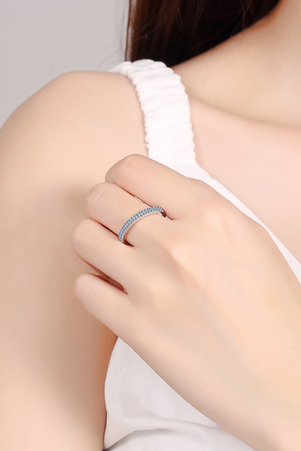Moissanite 925 Sterling Silver Half-Eternity Ring Trendsi